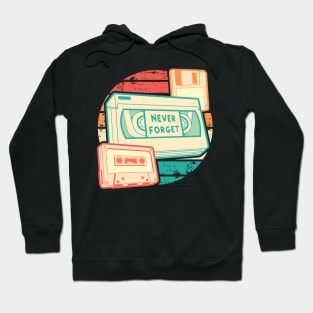 Never Forget - Retro - VHS - Cassette - Floppy Hoodie